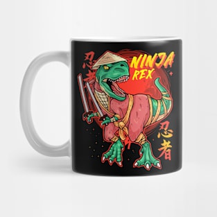 KIDS Ninja T-Rex Dinosaur With Samurai Sword Mug